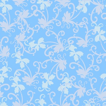 Abstract flowers, flat seamless pattern on blue background for fashion textiles, graphics, backgrounds and crafts vector