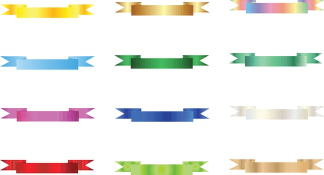 Colorful Vector Ribbon Banners. Set of Ribbons Banners with Label, Tag and Quality Badges. Banners set and colorful Ribbon, isolated on white background. Ribbon Banner in modern simple flat design