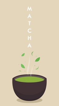 Matcha cup vector. green tea vector. wallpaper. free space for text. symbol. Matcha poster design. vector