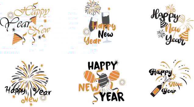Happy new year  flat  labels collection vector