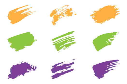 Colorful brush stroke set, grungy ink brush strokes, dirty strokes set vector