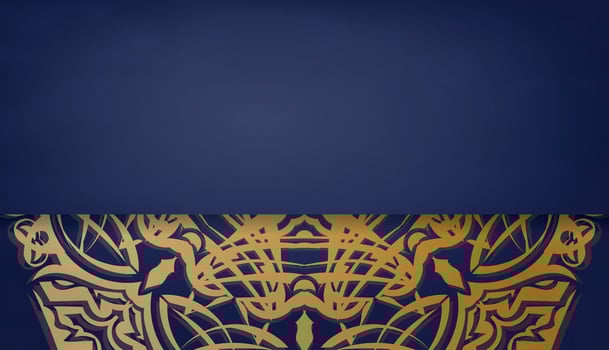 Dark blue banner with vintage gold ornaments and space for your logo or text vector