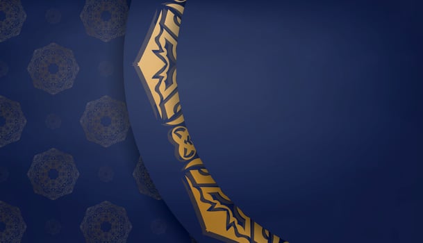 Dark blue banner with greek gold pattern for design under your logo or text vector