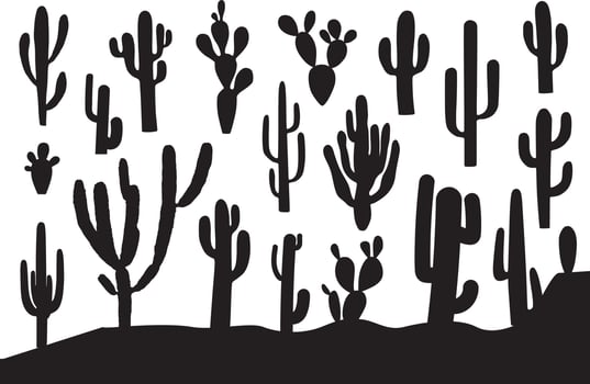 Cactus silhouette set vector