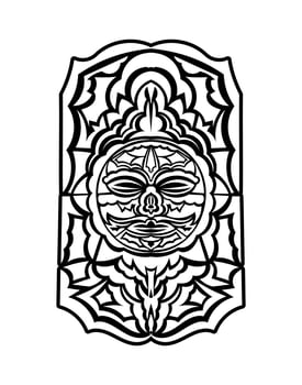 Tiki mask. Maori or polynesia pattern. Good for prints and tattoos. Isolated. Vector