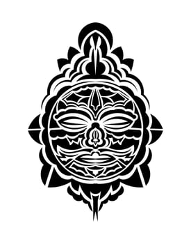 Tiki mask. Maori or polynesia pattern. Good for prints and tattoos. Isolated. vector