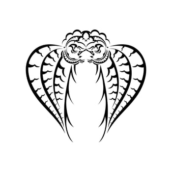 Polynesian style tattoo with mask and snake head. vector