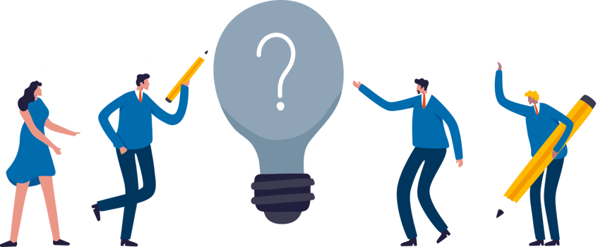 Brainstorming to collect new ideas. Effective meeting discussions. Illustration png