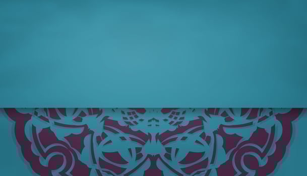 Turquoise banner with Indian purple ornaments and place for your text vector