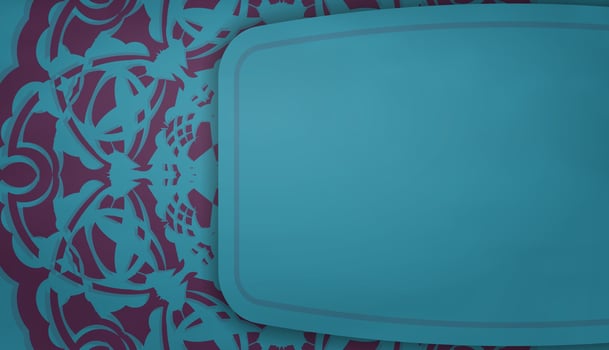 Baner of turquoise color with indian purple pattern for design under the text vector