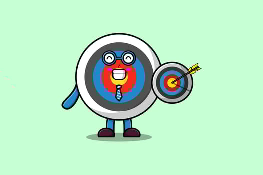 cartoon Archery target businessman holding target vector