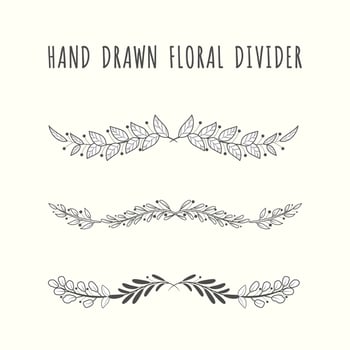 Hand drawn floral divider borders collection with branches and flower vector