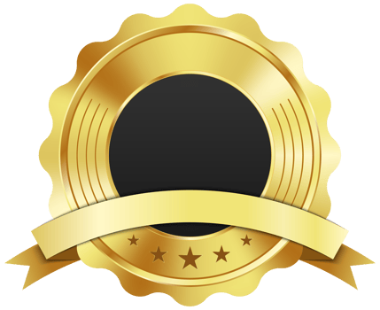Luxury gold medal with ribbon png