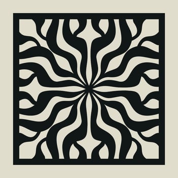 Laser cut vector Decotative panel. Cutout silhouette with geometric Ornament Pattern. Square Template for cnc cutting, panels of wood, metal, paper, plastic