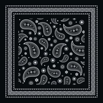 Paisley bandana scarf, tablecloth fabric print, silk shawl, kerchief, neck scarf, hijab vector