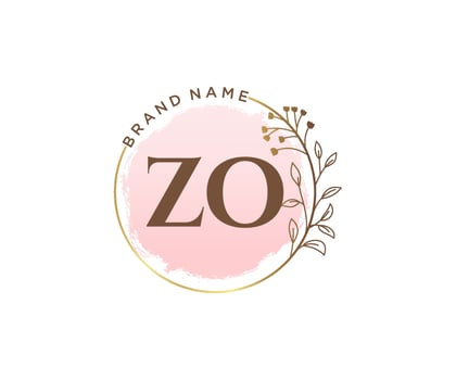 Initial ZO feminine logo. Usable for Nature, Salon, Spa, Cosmetic and Beauty Logos. Flat Vector Logo Design Template Element.