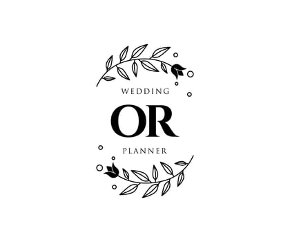 OR Initials letter Wedding monogram logos collection, hand drawn modern minimalistic and floral templates for Invitation cards, Save the Date, elegant identity for restaurant, boutique, cafe in vector