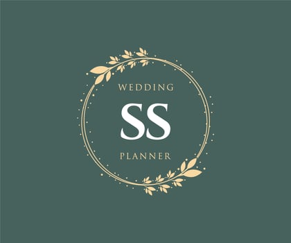 SS Initials letter Wedding monogram logos collection, hand drawn modern minimalistic and floral templates for Invitation cards, Save the Date, elegant identity for restaurant, boutique, cafe in vector