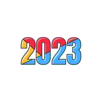 2023 with cartoon style. element for web design, apps, sticker, banner, poster, printing usage and part of logo. vector