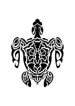 Sacred geometry turtle use to design and tattoo. Maori style. On black background. vector