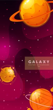 Stories template. Space background with cartoon fantasy planets. Mobile backdrop. Fantasy planets. Colorful universe. Game design. Fantasy space planets for ui galaxy game. vector