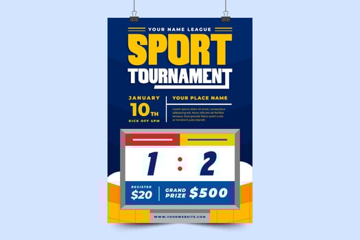 Football tournament sport event poster or flyer design template simple and elegant design vector