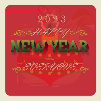 Vintage New Year Card, 2023, vector background, vintage background, Christmas eve, Red Card