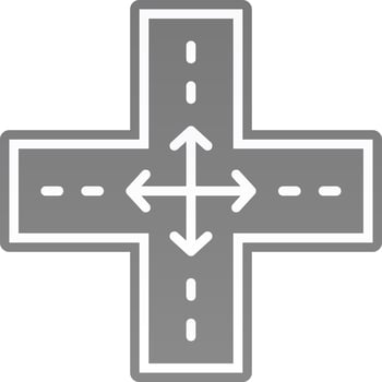 Four Way Intersection Vector Icon Design