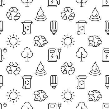 Seamless vector pattern of different elements related to ecology. Suitable for web sites, apps, covers, wrapping