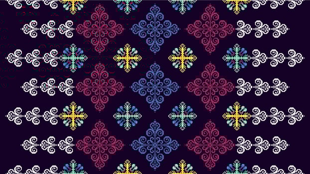 Ikat ethnic seamless pattern decoration design. Aztec fabric carpet boho mandalas textile wallpaper. Tribal native motif ornaments African American folk traditional embroidery vector