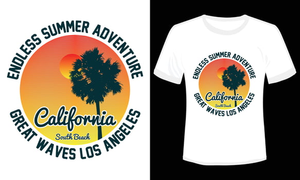 Endless Summer Holiday Hawaii Beach T-shirt Design Vector Illustration