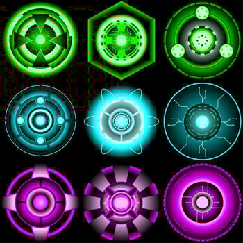 Circle cyber technology isolated vector illustration. Futuristic circle tech vector for logo, icon, symbol, business, design or decoration. Set of futuristic circle cyber technology