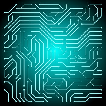 Circuit board technology isolated vector illustration. Blue circuit board vector for logo, icon, symbol, business, design or decoration. Blue circuit board technology cyber