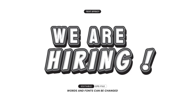 Text Effects - Editable We Are Hiring Slogan Writing. On White background vector