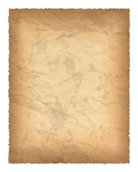 Old paper with burnt edges isolated on white background with place for your text. Vector illustration