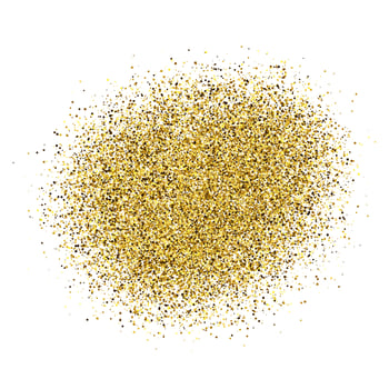 Golden Paint Glittering backdrop on a white background. Background with gold sparkles and glitter effect. Empty space for your text. Vector illustration