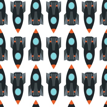 Seamless pattern with space rocket. Vector illustration.