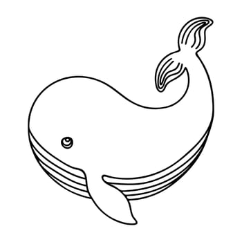 Doodle of cute whale isolated on white background. Hand drawn vector illustration of underwater animal. Good for childish design and coloring page book.