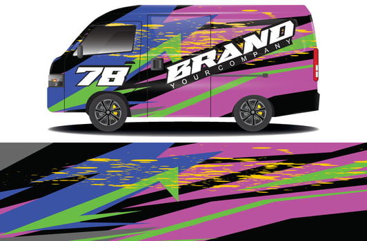 cargo van wrap sticker design. Abstract graphic line racing background kit design for vehicle wrap, race car, camper car, rally car, and more vector