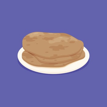 Paratha India Food. Design with cartoon. vector