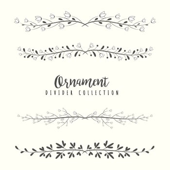 Hand drawn floral divider borders collection with branches and flower vector