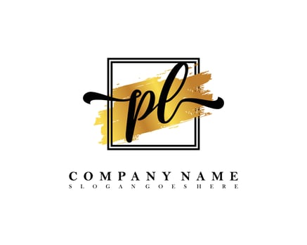 PL Initial handwriting logo concept vector