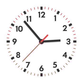 Clock icon illustration in flat style. Watch face vector illustration on isolated background. Time alarm sign business concept.
