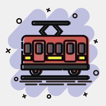 Icon tram. Transportation elements. Icons in comic style. Good for prints, posters, logo, sign, advertisement, etc. vector