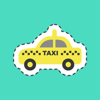 Sticker line cut taxi. Transportation elements. Good for prints, posters, logo, sign, advertisement, etc. vector