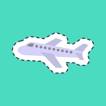 Sticker line cut airplane. Transportation elements. Good for prints, posters, logo, sign, advertisement, etc. vector