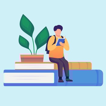 Student reading a book vector