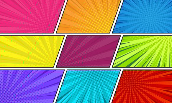 nine colorful blank comic book page template background vector