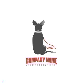 Artistic dog on the back with leash Image graphic icon logo design abstract concept vector stock. Can be used as a symbol related to animal or pet