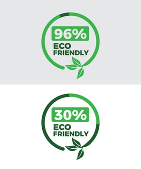 Eco-friendly sticker with pie charts and percent numbers vector